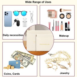 Garegce 2 PCS Purse Pouches, Soft PU Leather Makeup Bag Snap Closure Organizer Pouch for Coin Lipstick Cosmetics, Mini Wallet Change Holder Bag for Men Ladies Women Girls - White