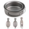 Aomiun Camping Utensil Set 3 Bowls Spoon Fork Combo Titanium