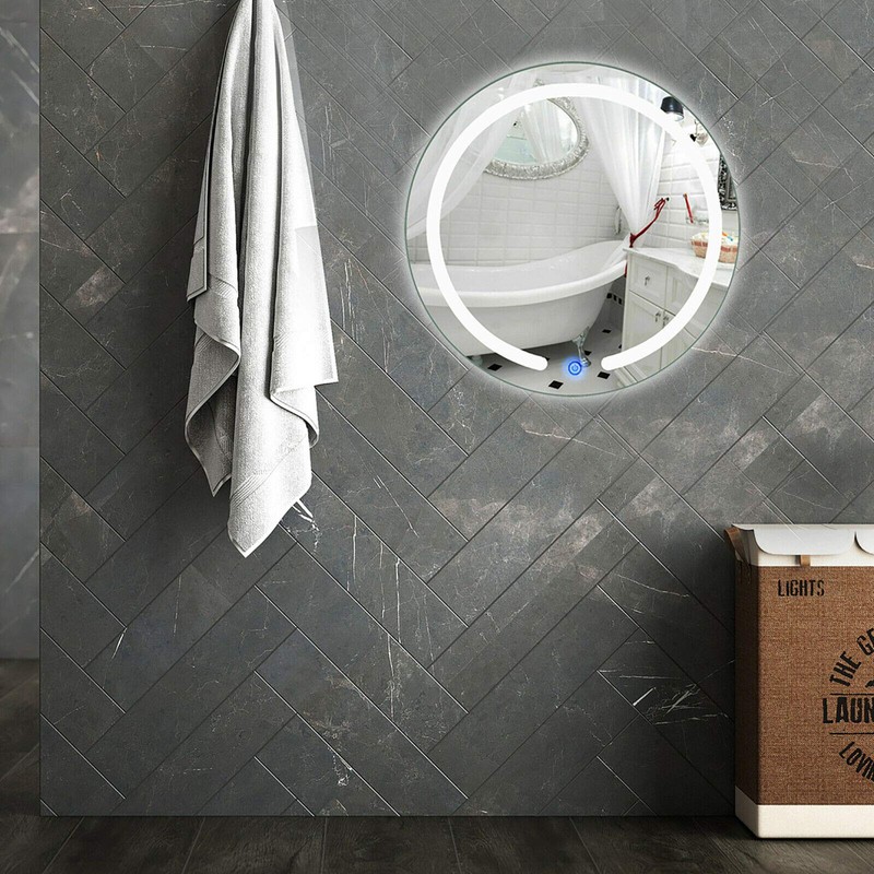 Gdrasuya10 20 Round LED Mirror, LED Light Bathroom Wall Mount