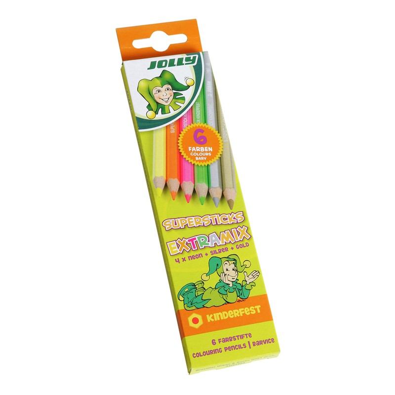 JOLLY EXTRAMIX Bunstifte | 4 Neon Farbstifte + Gold und