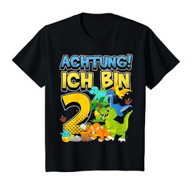 Children's 2nd Birthday I Am 2 Years Boy Dinosaur T-Shirt, black, 80