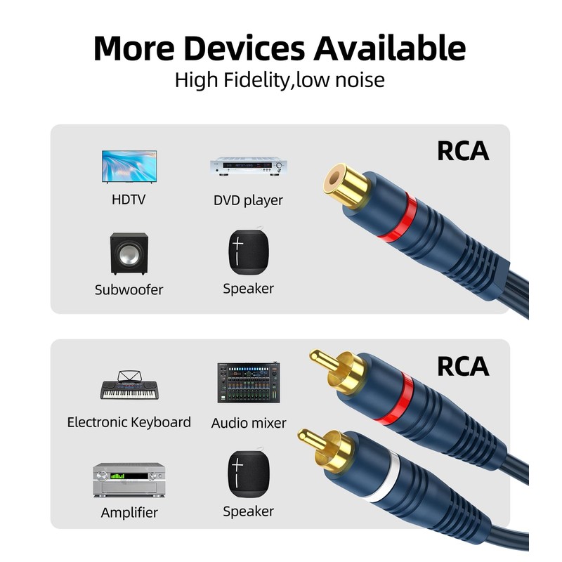 DteeDck RCA Splitter 1 Female to 2 Male, 2 Pack
