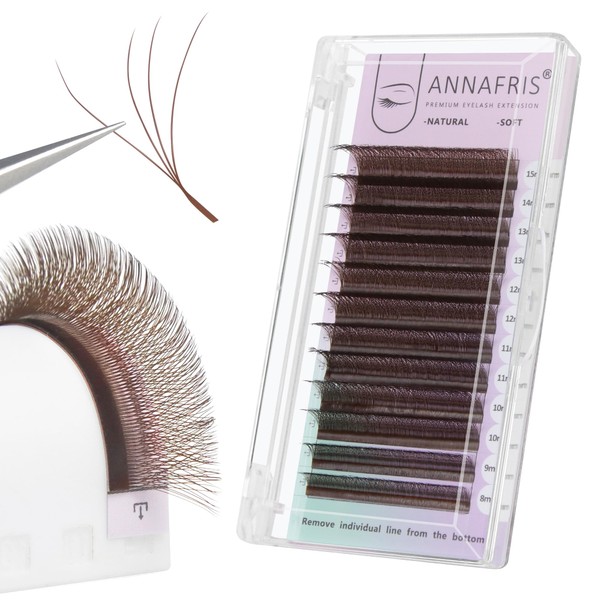 ANNAFRIS Lash Extension 4D W Brown 0.07 C Curl 8-15mm
