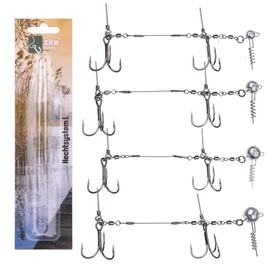 Zite Fishing Pike System Set L 13 cm Big Bait Ready Assembly for 21-26 cm Rubber Fish Pike 4 Pieces Rubber Fish Systems Pike Fishing 5g/10g/15g/20g Ready Systems with Screw-in Jig Head Predatory Fish