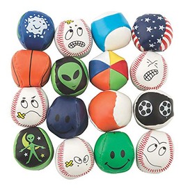 Fun Express Hacky Sack Kick Balls - Bulk Assortment of 100 Mini Balls - Perfect for Indoor or Outdoor Play - Hacky Sack Party Favors