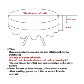 USTIDE Handmade Crochet Cotton Tablecloth Round White Crochet Tablecloth Romantic Circle Table Cover for Party Wedding Dining Afternoon Tea, 100cm