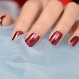 Glistening Black Sparkle Press On Nails | CurvLife Nail | 24pcs Medium Square Fake Nails | Sleek Finish with Starry Glitter & Rich Dark Tone | Easy to Apply, Comfortable & Long-Lasting | Ideal for Night Outs, Concerts, Parties & Fashionable Events:_Wine Shimmer