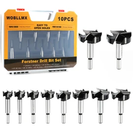 10PCS Forstner Drill Bit,Triple Flute Tungsten Carbide Tipped - for Hard Wood,Soft Wood Woodworking Hinge Cutter Tool Kits for Veneered Plywood Plastic