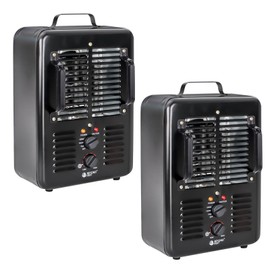 BEYOND HEAT Milkhouse Space Heater, 1300W/1500W Electric Heater with Thermostat, 3 Heat Settings, Safe and Quiet Heater for Garage Workshop Warehouse, Black 2-Pack