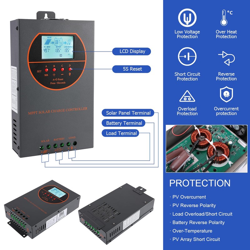 OOYCYOO Solar Charge Controller 40A 12V24V36V48V Auto Max 160V PV