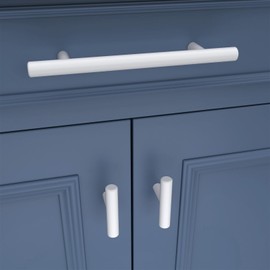 goldenwarm Pack of 15 Handles for Kitchen Cupboards Cabinet Handles White Furniture Handles White Door Handles Kitchen Cabinet Handles Stainless Steel Kitchen Handles 128 mm Hole Spacing Door Handles Cabinet
