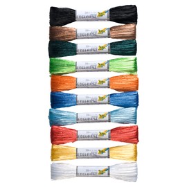 Folia 921009 - Synthetic Raffia 30 m in one piece, 10 Bundles in 10 Colours Assorted