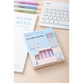 NOTEFUL Retractable Erasable Gel Pens Clicker, Fine Point 0.7, Premium Comfort Grip for Smooth Writing Planner and School Supplies (Blue, 1 Count (Pack of 8))