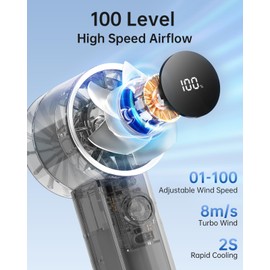 TriPole Portable Handheld Fan, High Speed 1-100 Adjustable Turbo Wind, 4000mAh Battery USB Rechargeable Mini Personal Fan with Digital Display, Powerful Small Hand Held Fans for Outdoor Travel, Black