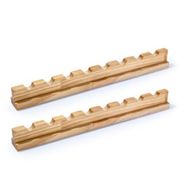 CHANGE MOORE 2Pcs Pine Wood Fork Holder, Wooden Color Heat Resistant Tool Holder for Outdoor Fire Pit, 8 Slots Per Party Chopstick Spoon Knives Fork Holder, Kitchen Organizer Storage for Countertop