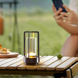 butastur Small Table Lamp, Rechargeable Cordless Battery Operated LED Lamp, 3-Color Temperatures Dimmable Nightstand Lamp for Living Room, Bedroom, Outdoor Battery Powered Portable Touch Lamp (Grey)