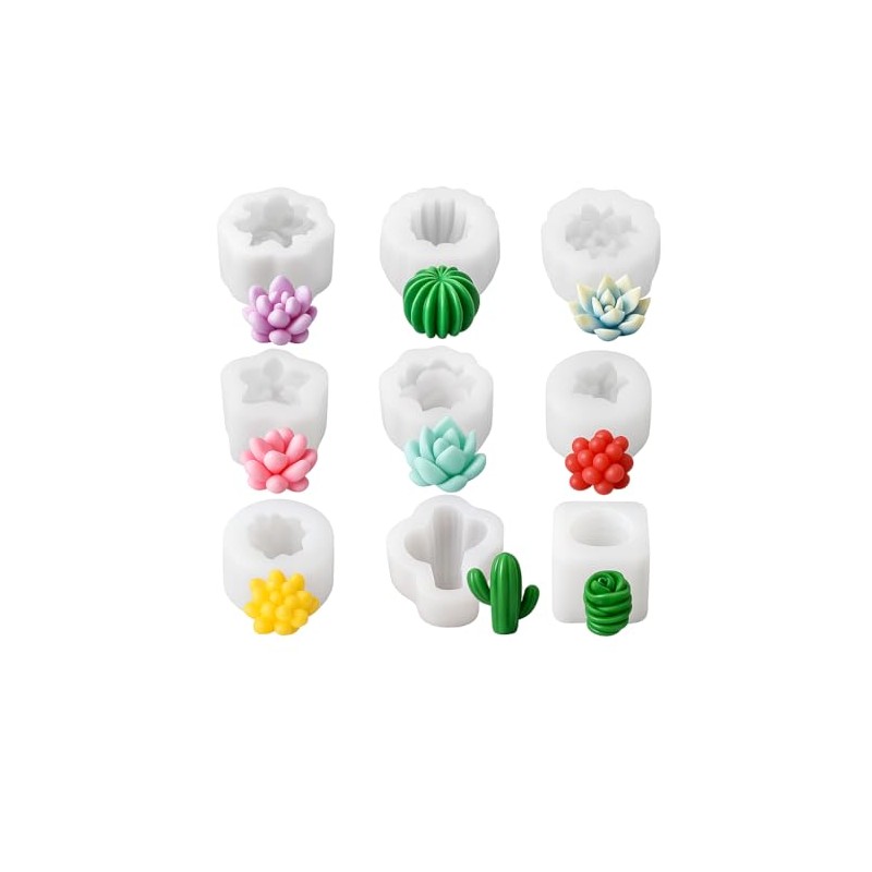 PUBAMALL Paquete de 9 moldes de silicona para suculentas, Para