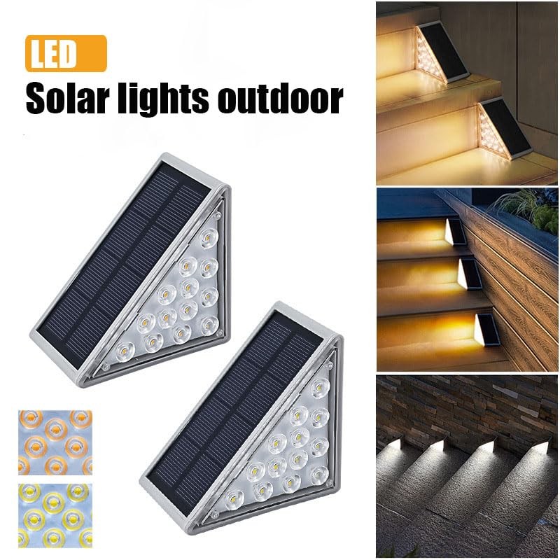 Uni PNR Solar Stair Lights Outdoor, 12 Pack Outdoor Solar