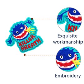 Obokata Iron On Patches, Killer Breath Embroidered Patch, Monster Slogan Joke Funny Badge Sew On Emblem Applique DIY Accessories for Jackets, Clothes, Hats, Backbags, Pants & Jeans. 3"x 2.6"