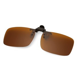 Long Keeper Sunglasses for Glasses Wearers - Unisex Clip On Sunglasses Polarised Flip Up Sunglasses, Sunglasses Attachment Glasses for Men Women, brown