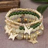 JENMAVJI 4Pcs Set Bohemian Butterfly Crystal Beaded Stretch Pendant Bracelets
