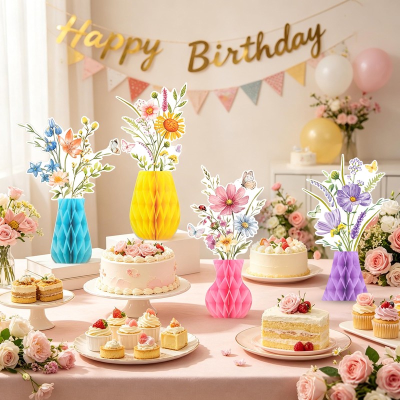 GANKTOWCOY 12 Pcs Wildflower Honeycomb Centerpieces Party Decorations
