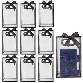 10 Pack Clear Gift Bags with Handles Reusable Transparent Gift Bags with Ribbon Plastic Gift Wrap Tote Bag for Party Favor Christmas Wedding Birthday Thanksgiving Baby Shower Bridal Party
