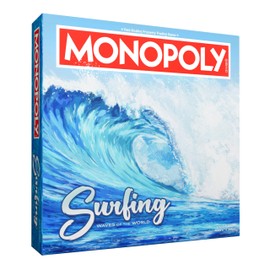 Monopoly: Surfing Waves of The World Board Game – Buy, Sell, Trade Iconic Surf Spots Like Pipeline & Superbank, 6 Custom Beach-Themed Tokens, Family Game for Beach Sports Fans & Collectors, Ages 8+