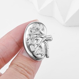 Dr's gift Kidney Anatomy Enamel Brooch Pin Silver Renal Lapel Badge Endocrinology Urology Jewelry for Doctors Nurses Medical Students