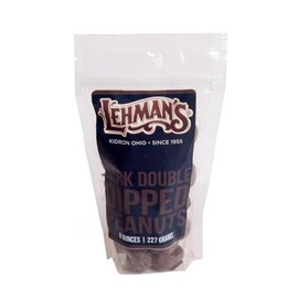 Lehman's Chocolate Covered Peanuts, Double Dipped Nuts in Dark Chocolate Candy, 8 oz Resealable Bag