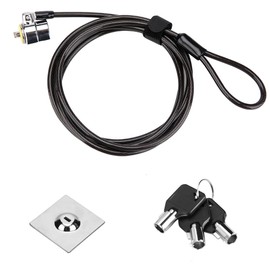 LORADAR Laptop Cable Lock - 6.7Ft Security Cable with Adhesive Anchors - Compatible for Tablets, Laptops, iMac & Other Devices - 3 Keys (Keyed Different)