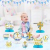 ANGOLIO 12Pcs Blue Floral God Bless Honeycomb Centerpieces Baptism Party