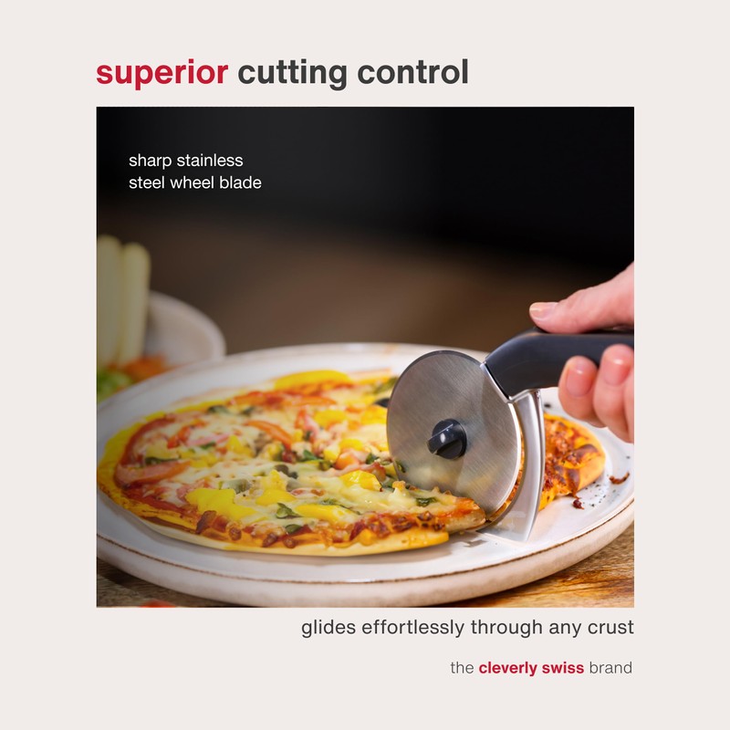 Zyliss Pizza and Pastry Cutter, Stainless Stell Pizza Wheel, Crust