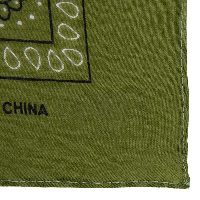 Olive Green Paisley Bandana - Single Piece 22x22