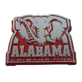 Alabama UA Crimson Tide Metal Auto Emblem Roll Tide! (Elephant Logo (Crimson Trim))