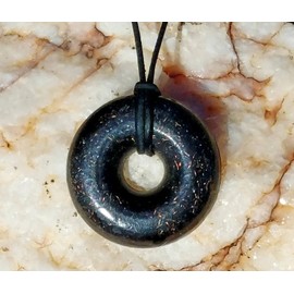 Orgonite® Pendant - Orgone Generator® Necklace - Black Sun Orgonite® Donut Necklace - Jewelry - 30" Black Leather Cord