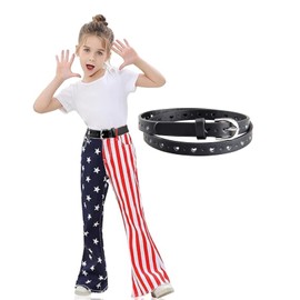 Girls Belt, Kids PU Leather Waist Belt Cute Heart Hollow Design With Metal Buckle Black Belt for Girl Dress Pants Jeans