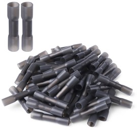 VAMRONE Heat Shrink Butt Connectors, 250Pcs 14-12 AWG Black Insulated Waterproof Electrical Wire Connectors Automotive Marine Grade Wire Crimp Terminals Butt Splices, Ideal for Boat, Truck, Stereo - Black