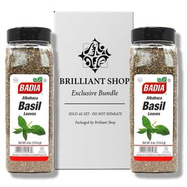 Badia Basil Leaves 4 oz (Pack of 2) | Dried Basil Seasoning | Gourmet Herb Bundle for Pasta, Pizza, and Cooking Brilliant Shop