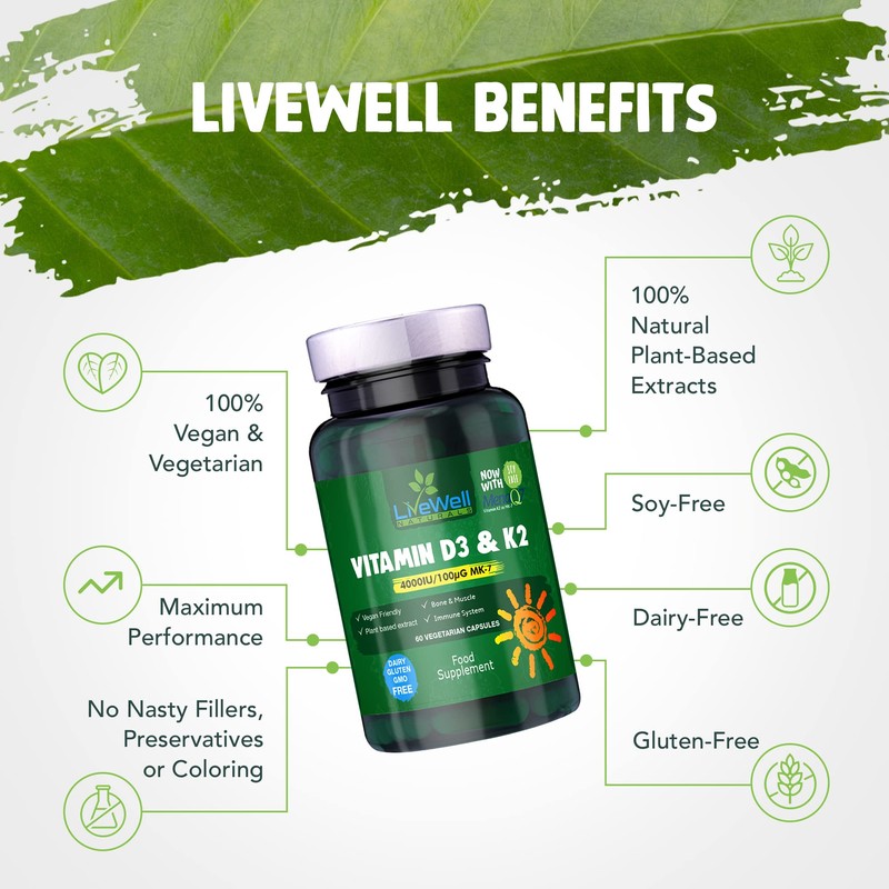 Vegan Vitamin D3 4000iu and Vitamin K2 MK7 100µg High