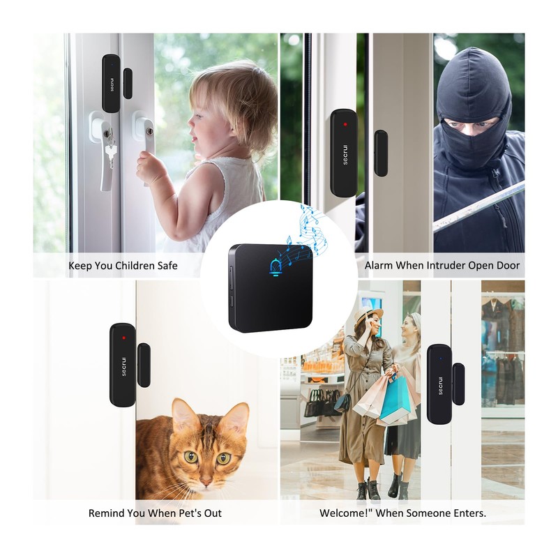 SECRUI Wireless Door Chimes When Door Open Entry for Business/Home/Office/Store