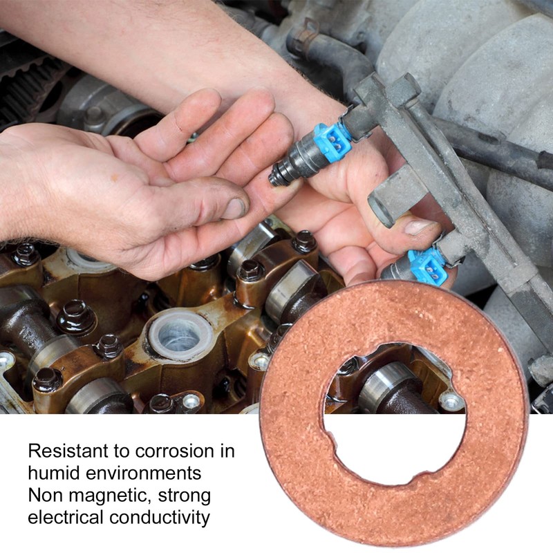 Flat Gasket, Copper Washer Kit, Strong Electrical Conductivity, 50 Pieces