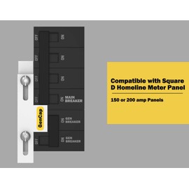 GenCap Generator Interlock Kit Compatible with Square D Homeline Meter Main 150 or 200 amp Breaker, for Safe Usage of Portable Power During Outage