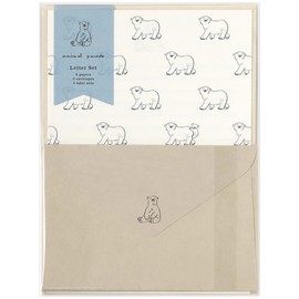 Animal Parade Letter Set Polar Bear NLS-101 (3) 6 Stationery Papers, 3 Envelopes and 3 Mailing Labels, Rulu/RYU-RYU
