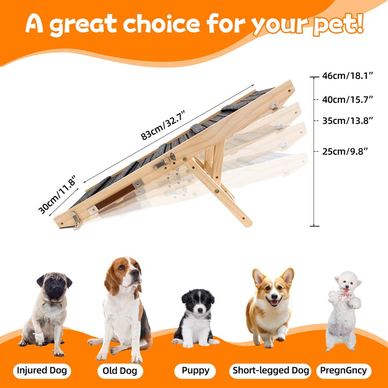 Dog Ramp for Bed-Non-Slip - Extra Wide Pet Ramp for