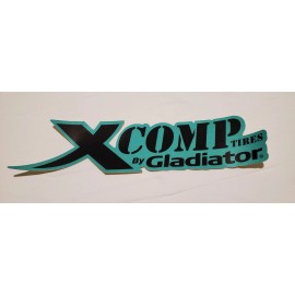 X-COMP TIRES XComp Tires By Gladiator sticker decal 2.25 x 10 inch Green .Off Road racing