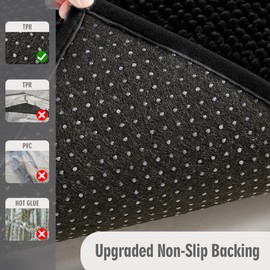 Lynorium Bathroom Rugs 24x17, Thick Soft Absorbent Chenille Bath Mat, Upgrade Backing Non Slip Washable Quick Dry Bath Rugs for Bathroom, Tub and Shower, Home Decor Accessories, Black
