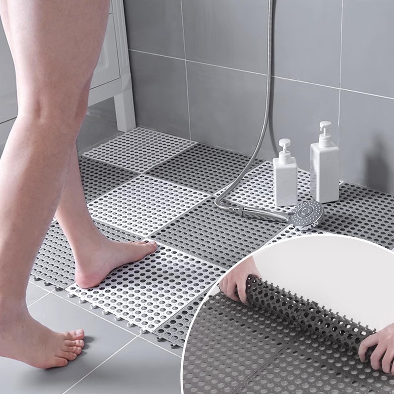 12Pack Interlocking Floor Tiles Soft PVC Non Slip Shower Floor