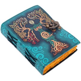Foja Handicraft Blank Spell Book Of Shadows Journal With Lock Clasp Prop Vintage Handmade Leather Diary Embossed Prayer Pagan Antique Witchcraft Wiccan Notebook Daily 7 X 5 Inches