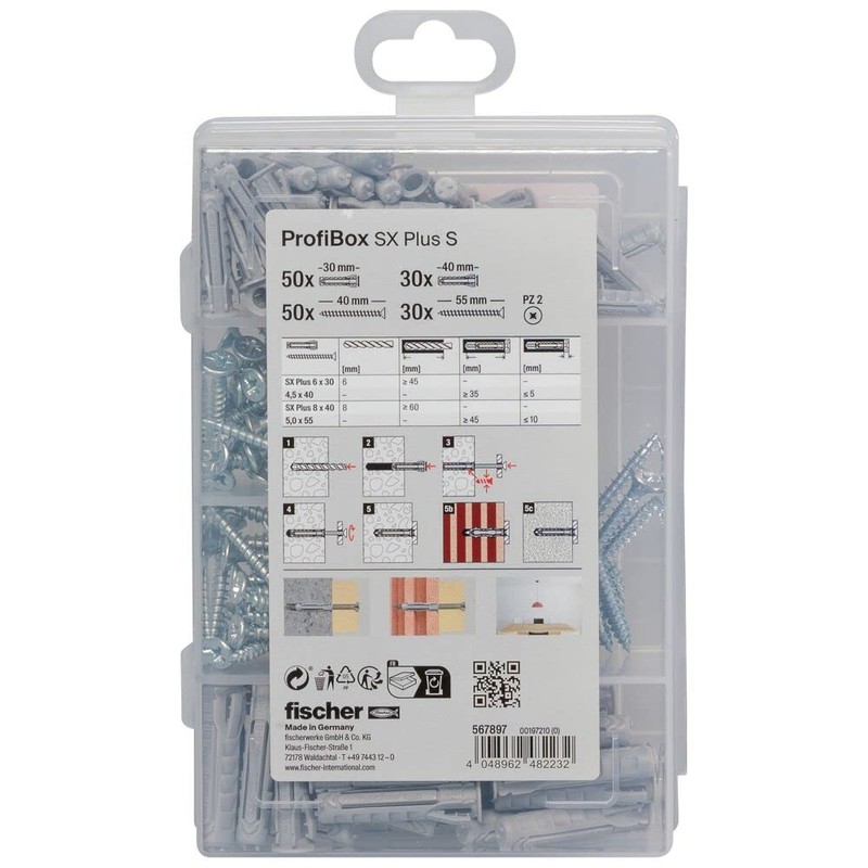 fischer Professional Box SX Plus Dowels with Screws, Dowel Box